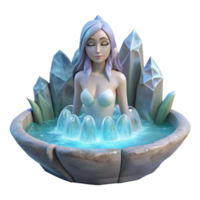 extraordinary vintage A ethereal nymph bathing in a crystal-clear waterfall, soft diffused light, fantasy art style detailed png