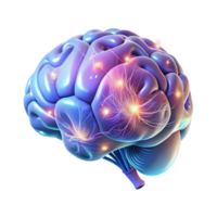 extraordinary rustic A holographic projection of a human brain, neural pathways firing and glowing, lit by an internal light detailed png