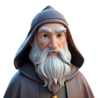 magnificent modern Portrait of a wise old wizard with a long white beard, soft candlelight, fantasy art style exclusive png