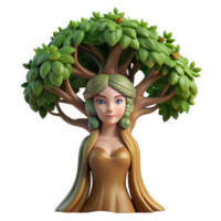 extraordinary creative A serene dryad emerging from a giant oak tree, dappled sunlight filtering through the leaves, Pre-Raphaelite style 4K png