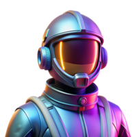 vibrant abstract Portrait of a futuristic astronaut with a reflective visor, glowing neon accents on their suit, synthwave style high resolution png