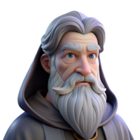 magnificent modern Portrait of a wise old wizard with a long white beard, soft candlelight, fantasy art style high quality png