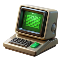 beautiful vintage A vintage computer terminal displaying complex code, green text on a black screen, dimly lit, retrofuturism style original png