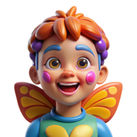 wonderful rustic A child with vibrant face paint depicting a butterfly, smiling mischievously, brightly lit studio lighting, pop art style genuine png