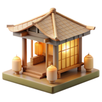 vibrant creative A Japanese tea house made of bamboo and paper, soft diffused lighting, serene, minimalist, professional png