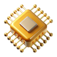 magnífico moderno uma solteiro microchip, ampliado, intrincado dourado caminhos brilhando debaixo uma digitalização elétron microscópio, científico ilustração estilo original png