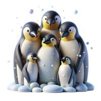 serene modern A group of emperor penguins huddled together in the Antarctic, blizzard conditions, realistic style, professional png