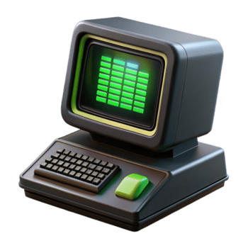 drammatico astratto un' Vintage ▾ computer terminale visualizzazione complesso codice, verde testo su un' nero schermo, debolmente illuminato, retrofuturismo stile esclusivo png