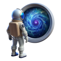 vibrant contemporary A lone astronaut gazing at a massive, swirling nebula through the window of a sleek spaceship, cosmic dust particles illuminated by starlight genuine png