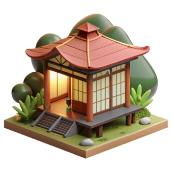 extraordinário abstrato japonês chá casa, tradicional madeira e papel, sereno jardim contexto, suave difuso luz, pacífico, genuíno png