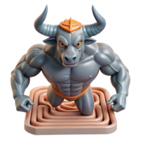 impressive contemporary A powerful minotaur trapped in the labyrinth, intricate maze visible in the background, muscles rippling, surreal style genuine png