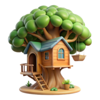 magnificent rustic A whimsical treehouse nestled in the branches of a giant tree, dappled sunlight, fairytale style genuine png