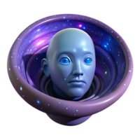 impressive creative Portrait of a face emerging from a swirling galaxy, cosmic lighting exclusive png