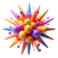 stunning classic A dynamic explosion of colorful particles, emanating from a central point, lit by a strobe light, abstract expressionism exclusive png