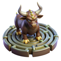 wonderful abstract A powerful Minotaur trapped in the labyrinth, shafts of light piercing the darkness, realistic style high quality png