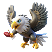 elegant artistic A powerful bald eagle soaring through a stormy sky, clutching a fish in its talons, rendered in a dynamic comic book style genuine png