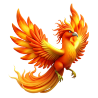 magnificent minimalist A phoenix rising from flames against a dark, smoky backdrop, vibrant fiery colors, feathers detailed and realistic, fantasy art style authentic png
