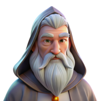 extraordinary abstract Portrait of a wise old wizard with a long white beard, soft candlelight, fantasy art style exclusive png