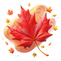 extraordinary traditional A single, perfect red maple leaf falling against a backdrop of swirling autumn colors, in a dreamlike, Impressionist style authentic png