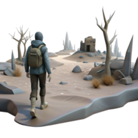 magnificent modern A lone wanderer traversing a desolate wasteland, bleak, overcast lighting, post-apocalyptic fantasy style authentic png
