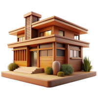 wonderful rustic A Frank Lloyd Wright prairie house, horizontal lines, natural materials, warm earth tones, organic, harmonious style high resolution png