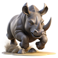 beautiful classic A powerful rhinoceros charging through the bush, dynamic pose, dusty setting, intense expression original png