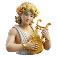 serene artistic The Greek god Apollo playing his lyre, surrounded by muses, soft golden light, Renaissance style authentic png