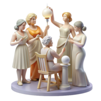 magnificent classic A group of Muses inspiring an artist, soft, diffused light, neoclassical style high quality png