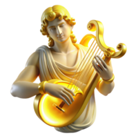 stunning creative A radiant Apollo playing a lyre, golden light emanating from his figure, rendered in a neoclassical style high quality png