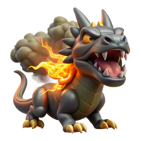 dramatic abstract A fierce chimera breathing fire, scales gleaming under a stormy sky, rendered in a dynamic comic book style authentic png