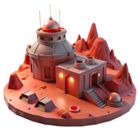 dramatic abstract A desolate, Martian landscape with a futuristic research outpost, harsh red light, sci-fi, photorealistic, authentic png