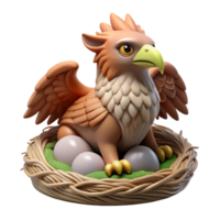 serene artistic A griffin protecting its nest, soft and protective, realism style 4K png