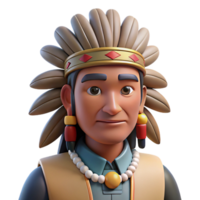 magnificent traditional A Native American chief with a feathered headdress, a proud expression, natural sunlight, photorealistic style exclusive png