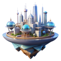 vibrant traditional A floating city with interconnected platforms, futuristic architecture, bright sunlight, utopian setting genuine png