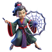 wonderful contemporary A Jorogumo spinning a web, seductive and dangerous, Japanese ukiyo-e style authentic png