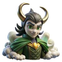 impressive artistic A mischievous Loki transforming into a raven, surrounded by swirling mists, Norse mythology style detailed png