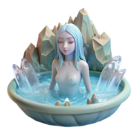 vibrant creative A ethereal nymph bathing in a crystal-clear waterfall, soft diffused light, fantasy art style 4K png