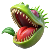 wonderful classic A close-up of a Venus flytrap, its jaws open, ready to snap shut, in macro photography style, with dramatic lighting premium png