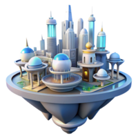 impressive rustic A floating city with interconnected platforms, futuristic architecture, bright sunlight, utopian setting 4K png