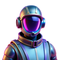 magnificent rustic Portrait of a futuristic astronaut with a reflective visor, glowing neon accents on their suit, synthwave style exclusive png