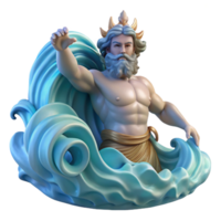 impressive abstract Poseidon, God of the Sea, commanding a colossal wave, sunlight filtering through the water, baroque painting style professional png