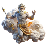 wonderful modern A powerful Zeus hurling a thunderbolt from Mount Olympus, clouds swirling around him, rendered in a dynamic Renaissance style high resolution png