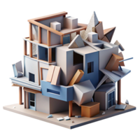 extraordinary modern A Deconstructivist building, fragmented shapes, clashing materials, chaotic, dynamic style 4K png