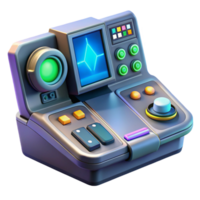serene creative A futuristic control panel with glowing buttons and displays, complex interface, sci-fi movie prop style high resolution png