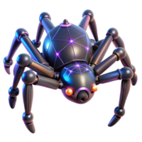 vibrant abstract A giant robotic spider weaving a web of glowing data streams, cyberpunk style, neon lighting exclusive png
