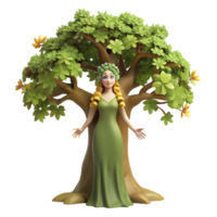 wonderful contemporary A serene dryad emerging from a giant oak tree, dappled sunlight filtering through the leaves, Pre-Raphaelite style genuine png