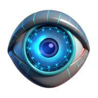 elegant abstract A close-up of a human eye with a HUD interface overlaid, cyberpunk style, neon lighting detailed png