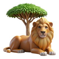 extraordinary abstract A regal lion pride resting beneath the shade of an acacia tree in the African savanna, rendered in a realistic wildlife photography style high resolution png