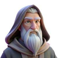 elegant abstract Portrait of a wise old wizard with a long white beard, soft candlelight, fantasy art style high resolution png