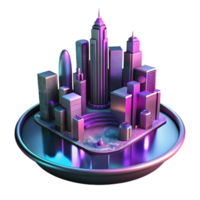 extraordinary abstract A futuristic cityscape reflected in a puddle, neon lights, cyberpunk style high resolution png